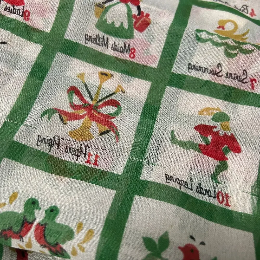 Liz Claiborne Vintage 12 days of Christmas‎ Scarf 25x60 Made in Italy